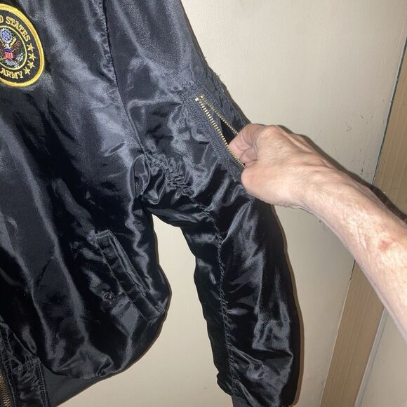 Bravo Series Black Flight Jacket By Burk’s Bay Mens US Army Vietnam Veteran Sz L - Picture 2 of 10